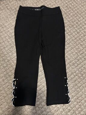 Black Capris with Side Lace-Up Detail